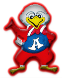 Clipart image of american eagle wearing a blue shirt with letter A